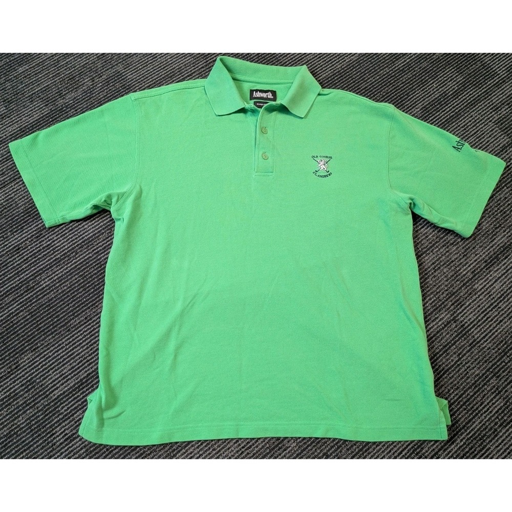 Ashworth The Old Course St. Andrews Golf Shirt Polo Medium Green Super Pique Men